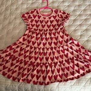 Pink Heart Pattern Kids Dress